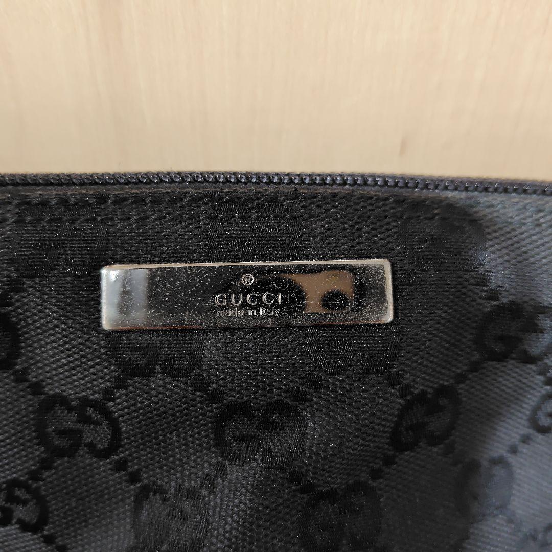 【GUCCI 】GGパターン アクセサリーポーチ ブラック キャンバス地