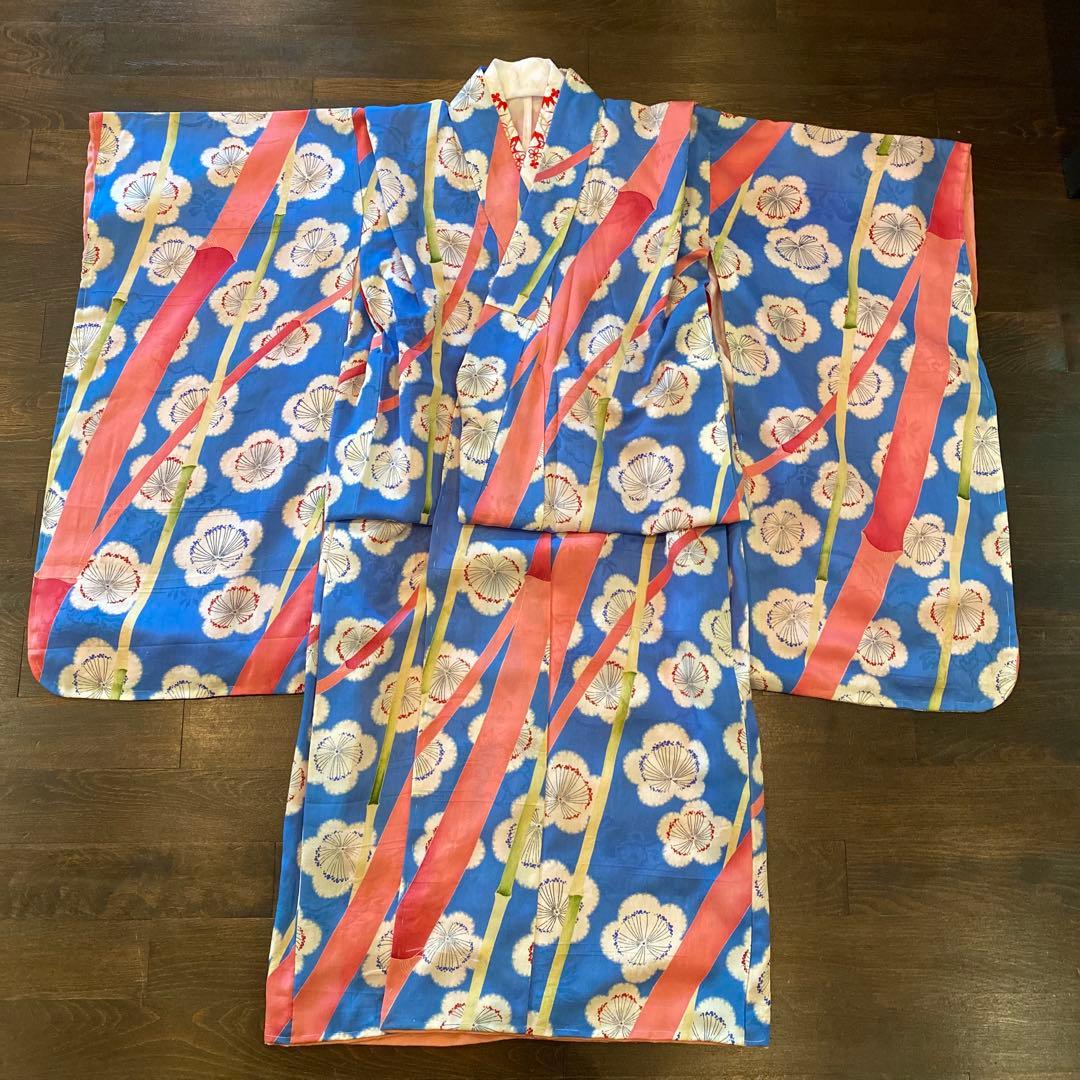 アンティーク 七五三 子供 着物 帯 小物一式 フルセット 大正ロマン 梅 正絹