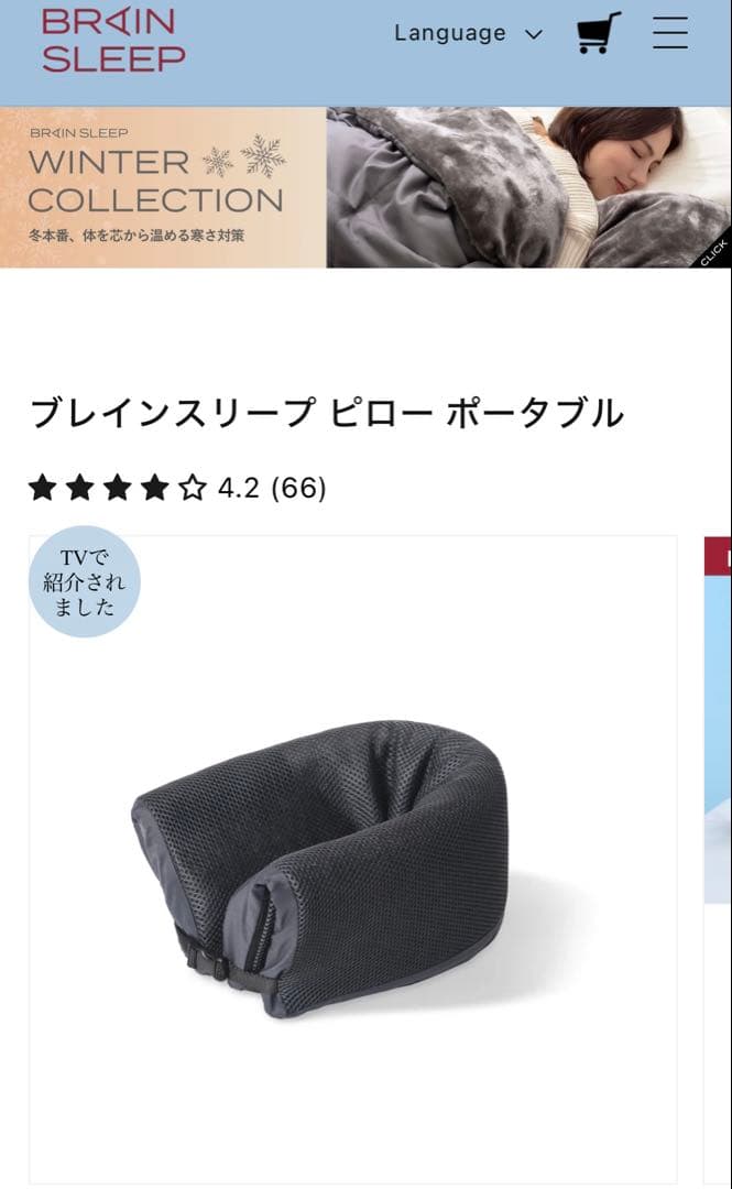 ブレインスリープ　ポータブル枕　ネックピロー　カバー付き
