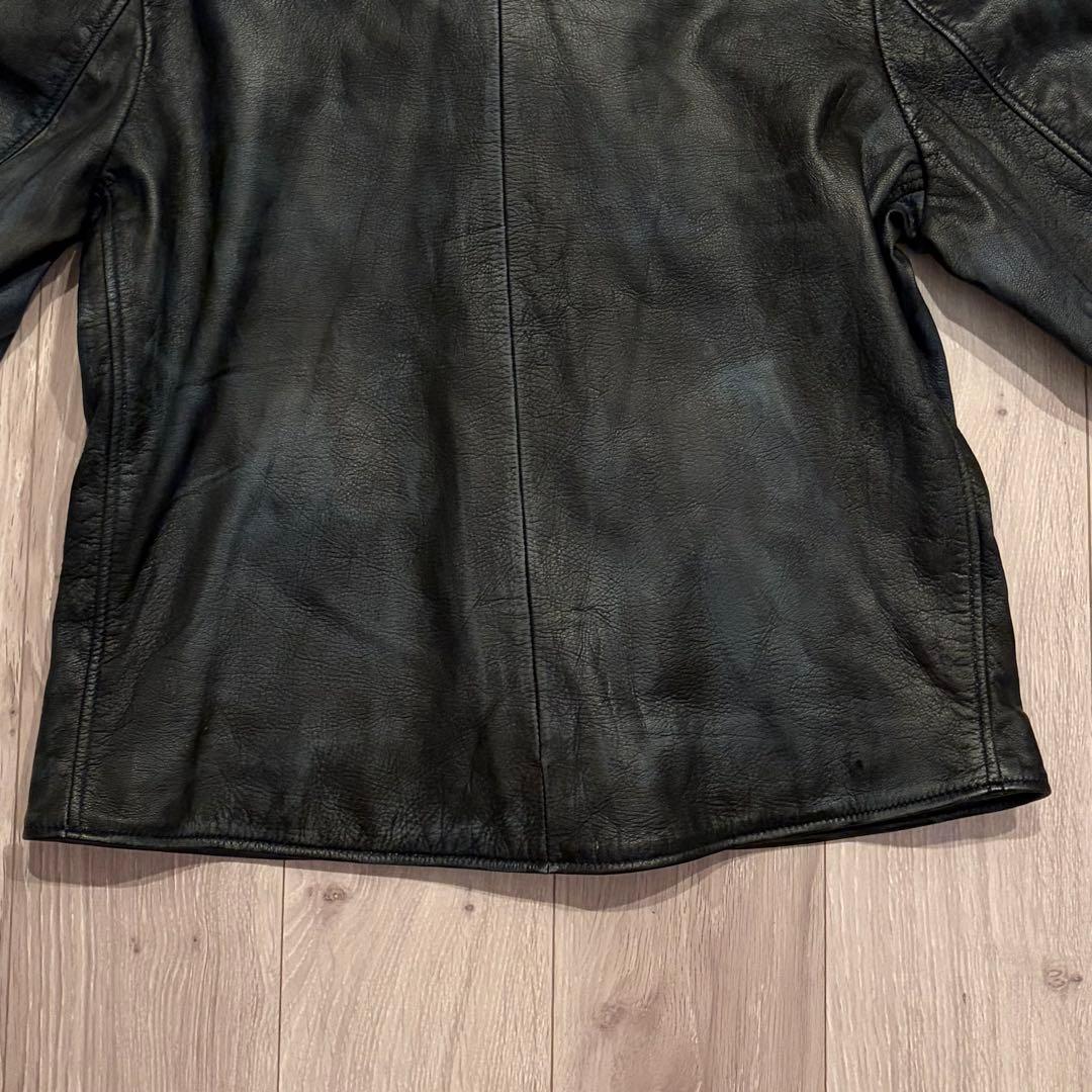希少5L/完売品　フリーダムレザー 本革 ダブルライダースジャケット ヤギ革 黒