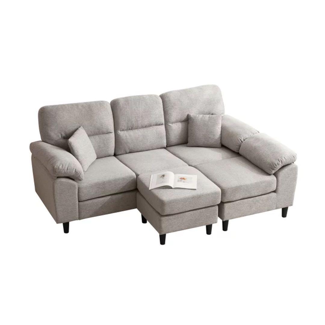 L字型 コーナーソファ グレー　ローソファ　カウチソファ　ソファベッド
