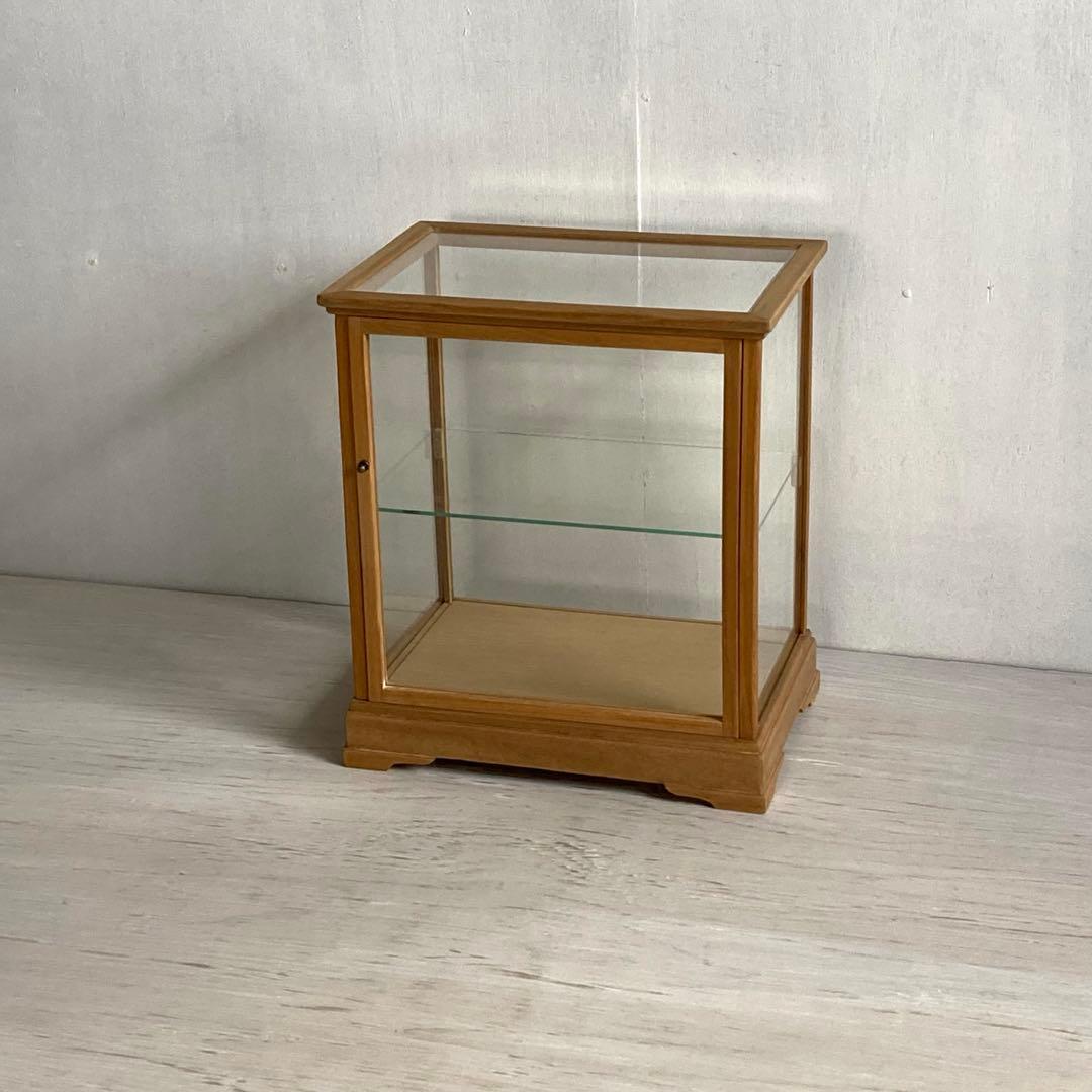 古い木製 ガラスケース 2段 卓上 ショーケース 展示ケース 小物入れ