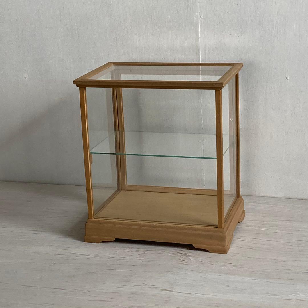 古い木製 ガラスケース 2段 卓上 ショーケース 展示ケース 小物入れ