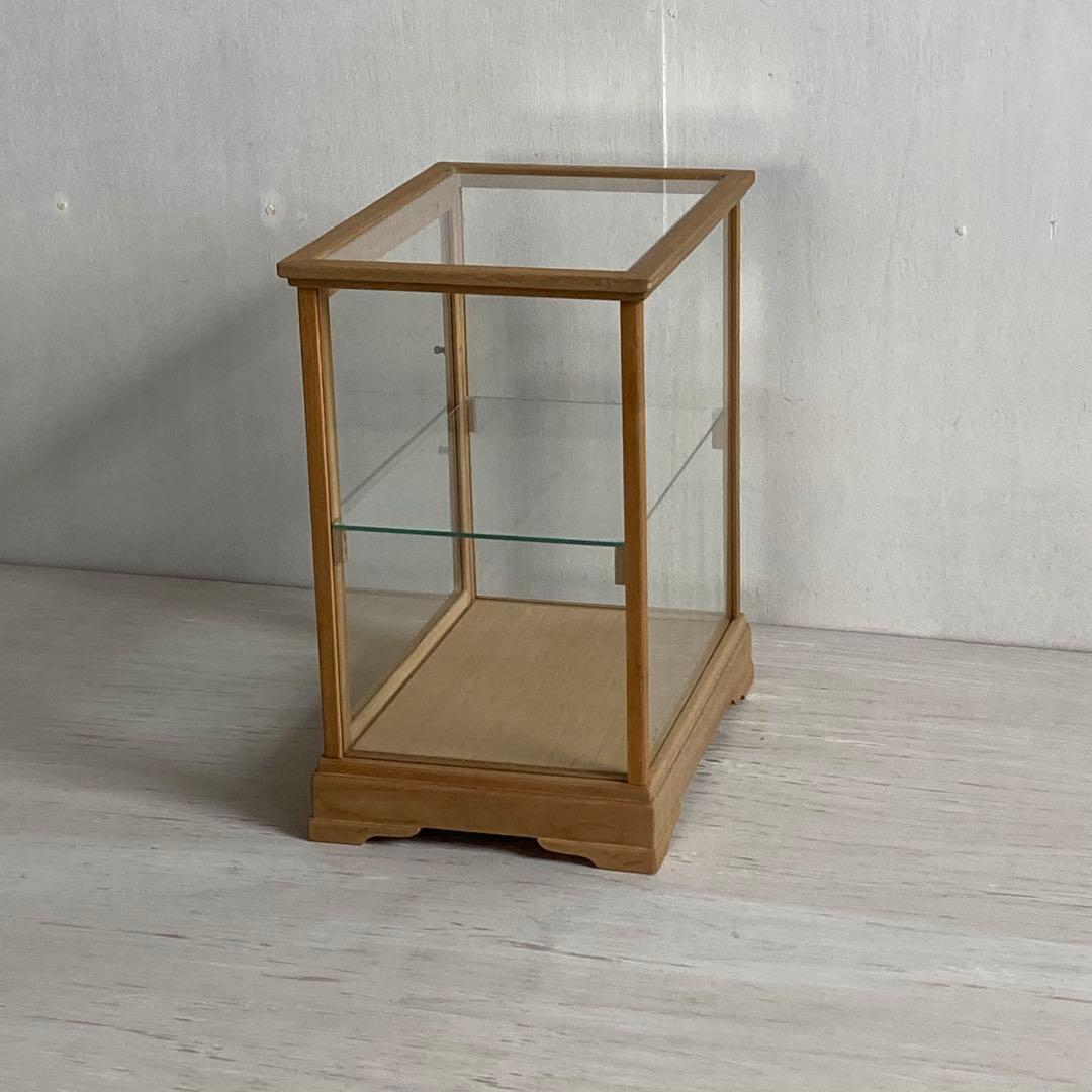 古い木製 ガラスケース 2段 卓上 ショーケース 展示ケース 小物入れ