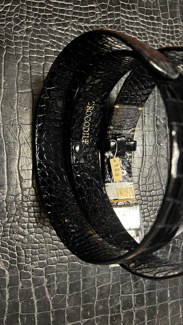 新品　クロコダイル　無双　ベルト　BLACK 黒　シャイニング　日本製