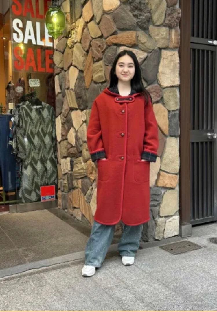 元町　lebeau チャーミングコート リバーシブル ダブルフェイス　赤 美品