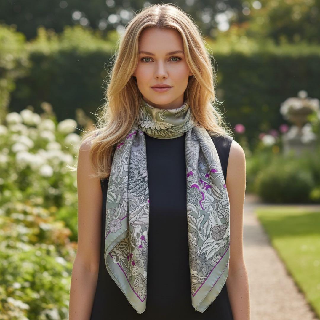 極美品　エルメス　カレ90 フラミンゴパーティー　スカーフ　シルク100%