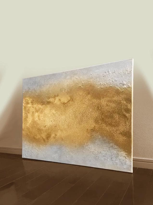 大きい抽象画｜803×652｜現代アート 絵画　テクスチャーアート　大きめ　金白