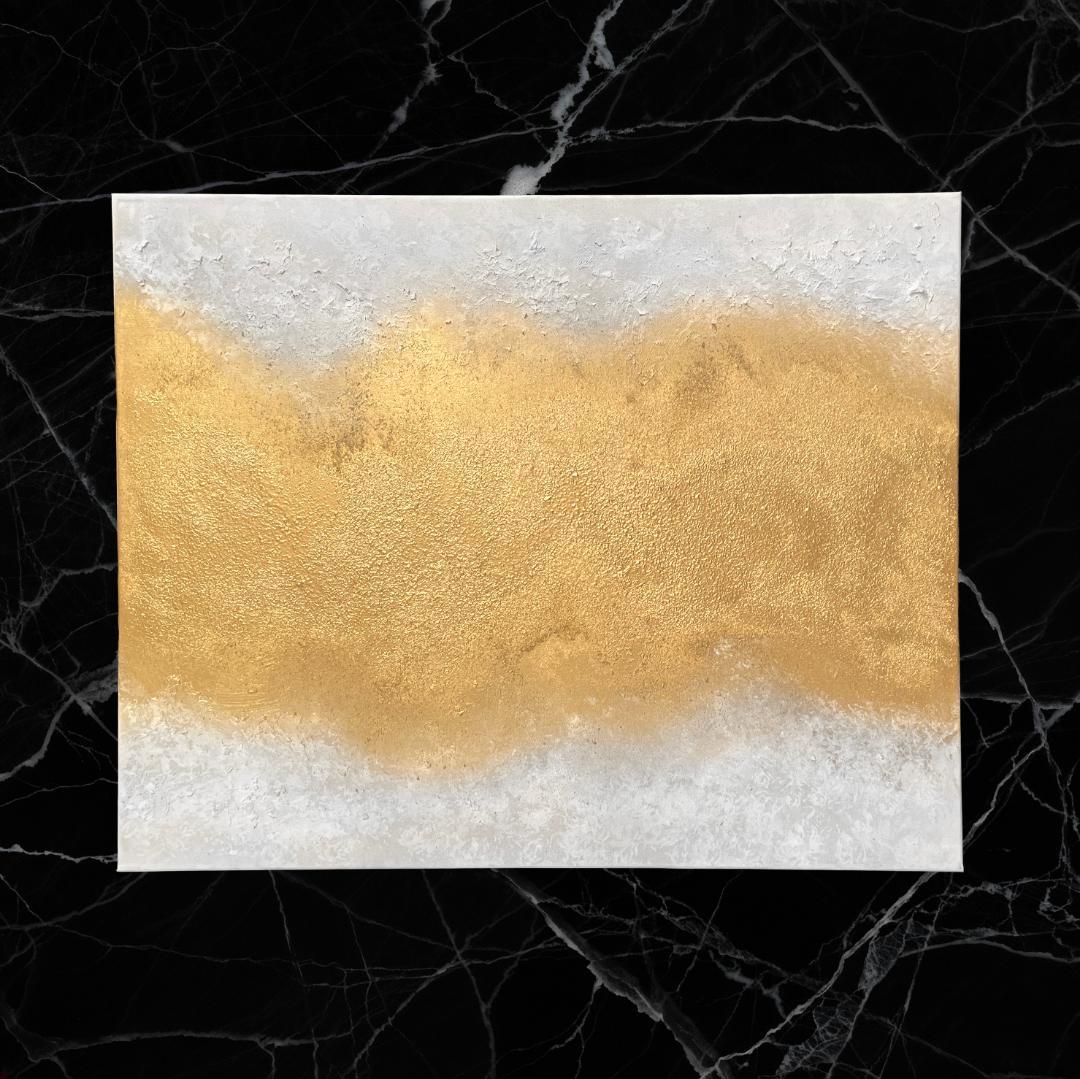 大きい抽象画｜803×652｜現代アート 絵画　テクスチャーアート　大きめ　金白
