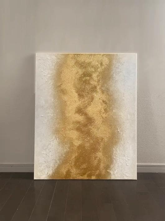 大きい抽象画｜803×652｜現代アート 絵画　テクスチャーアート　大きめ　金白