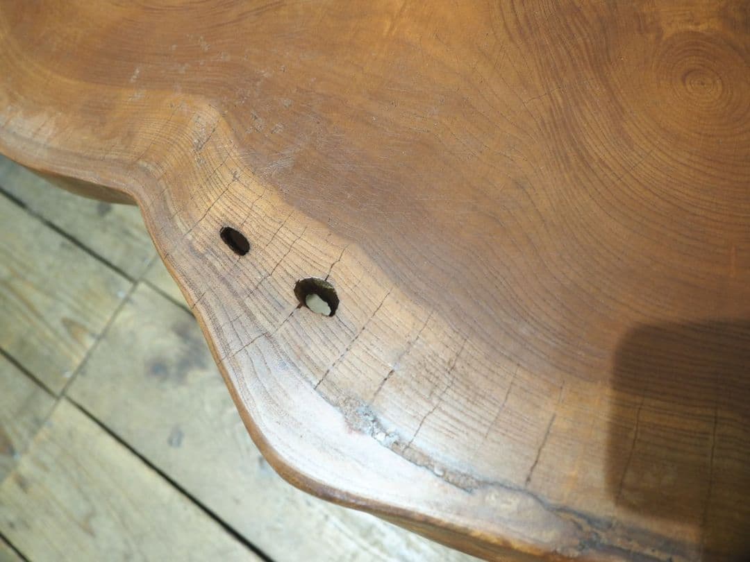 1203 けやきのセンターテーブル　欅　展示台　陳列台　椅子　ベンチ　レトロ