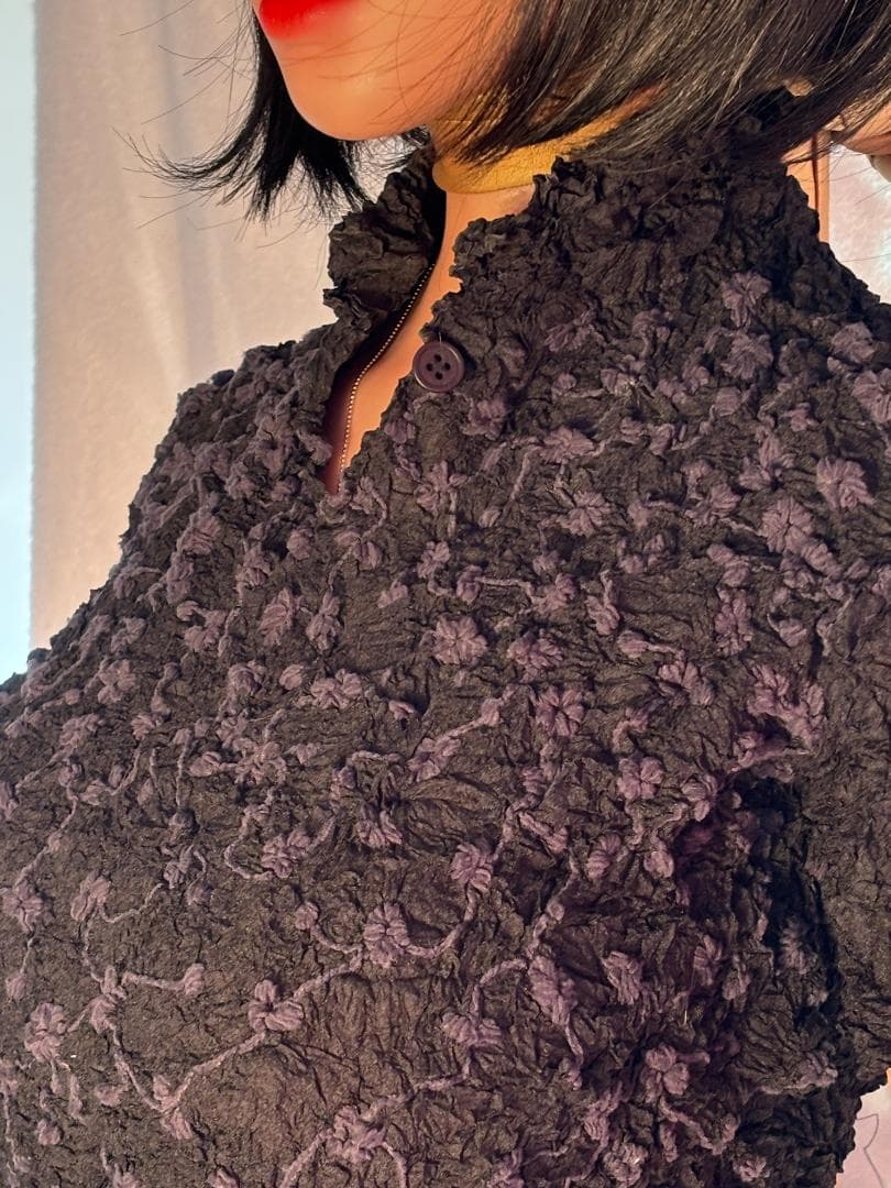 [超希少] ISSEY MIYAKE しわ&刺繍 プリーツ ショート丈