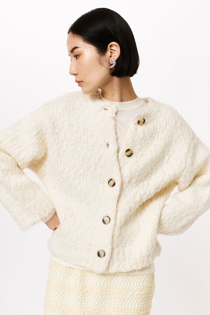 スタニングルアー 新品紙タグ付き⭐️スラブフェザーカーディガンウールコートアウター