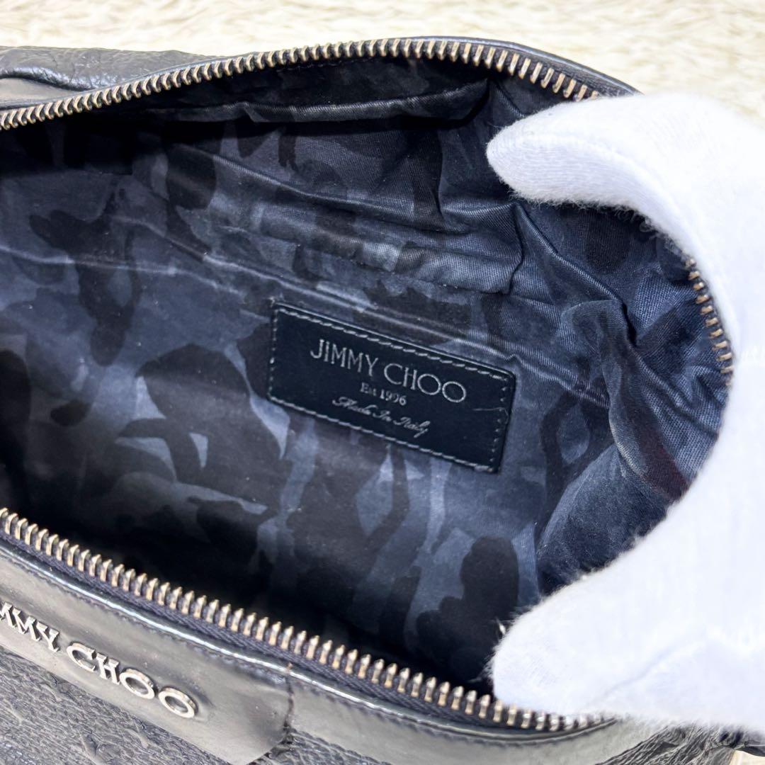 【美品】ジミーチュウ ウエストポーチ デリー ブラック スター エンボス