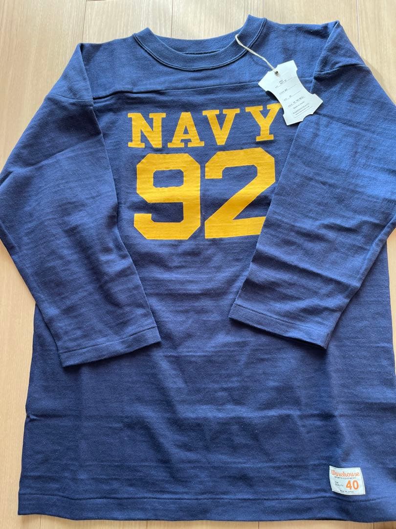 WAREHOUSE Lot4063 7分袖フットボールT NAVY92 L 40