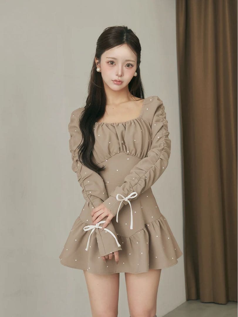 Darich ダーリッチ スクエアネックギャザーミニワンピース FLサイズ