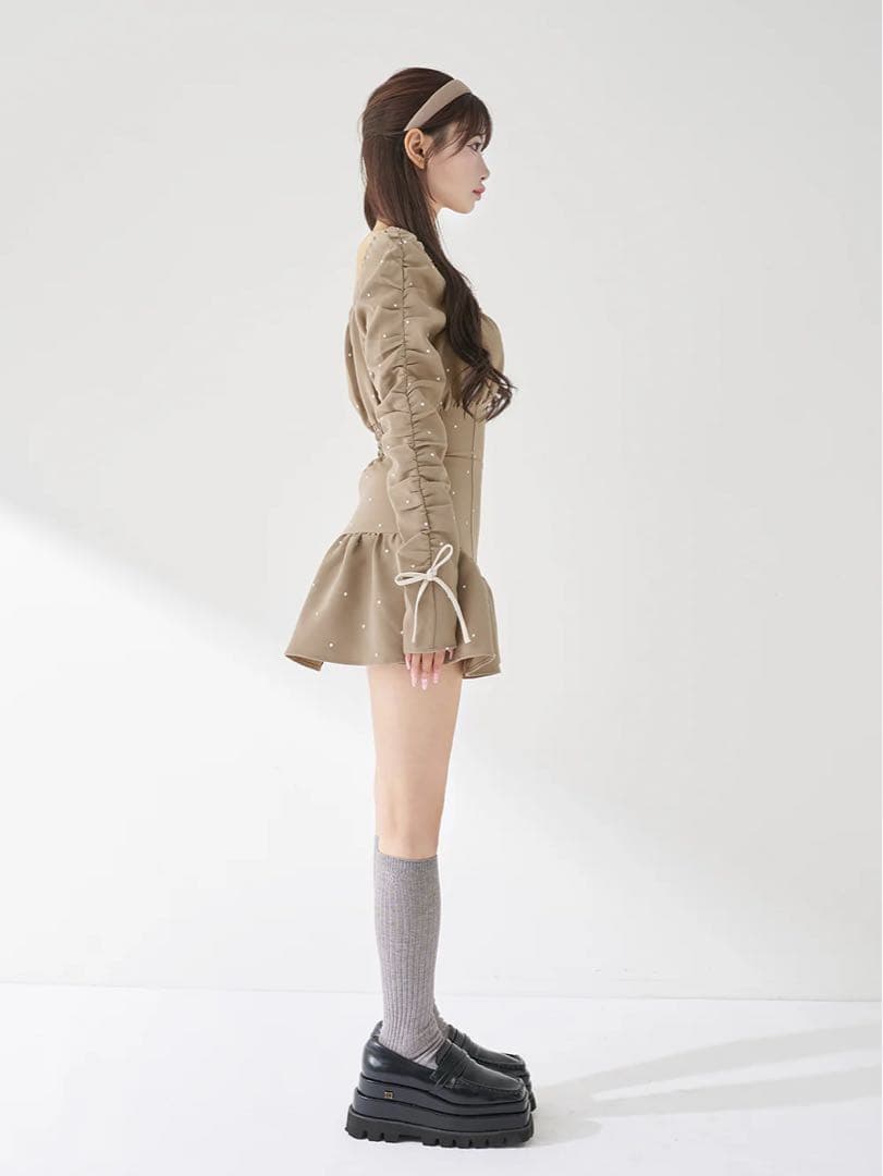 Darich ダーリッチ スクエアネックギャザーミニワンピース FLサイズ