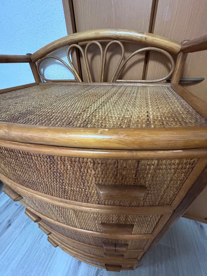 ラタン製　5段チェスト