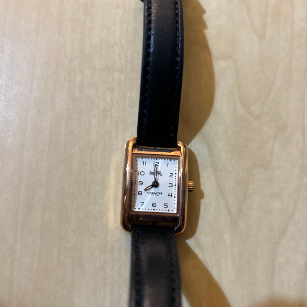 新品未使用 COACH アナログクォーツ腕時計 ブラックレザー