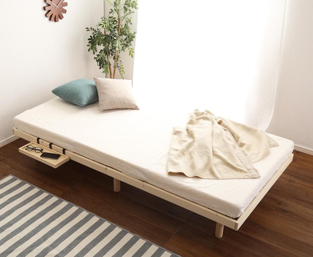 【シングル】 高さ調節が出来る簡易宮付きのすのこベッド <フレームのみ>