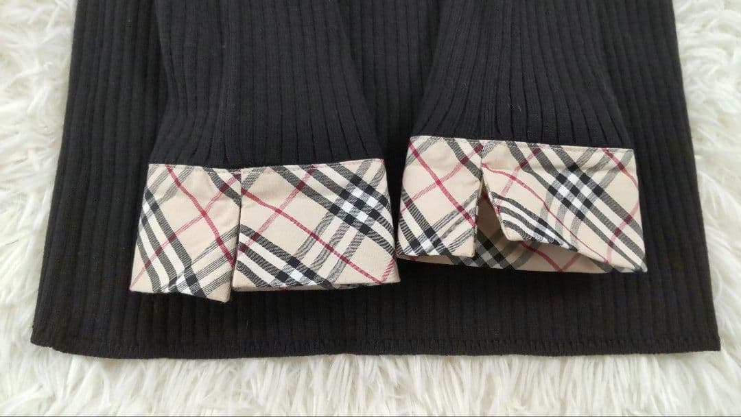 BURBERRY LONDON⿻シルク混 リブニット シャツ ノバチェック 黒M
