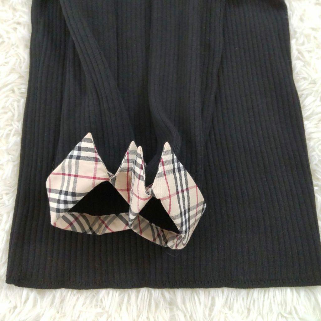 BURBERRY LONDON⿻シルク混 リブニット シャツ ノバチェック 黒M