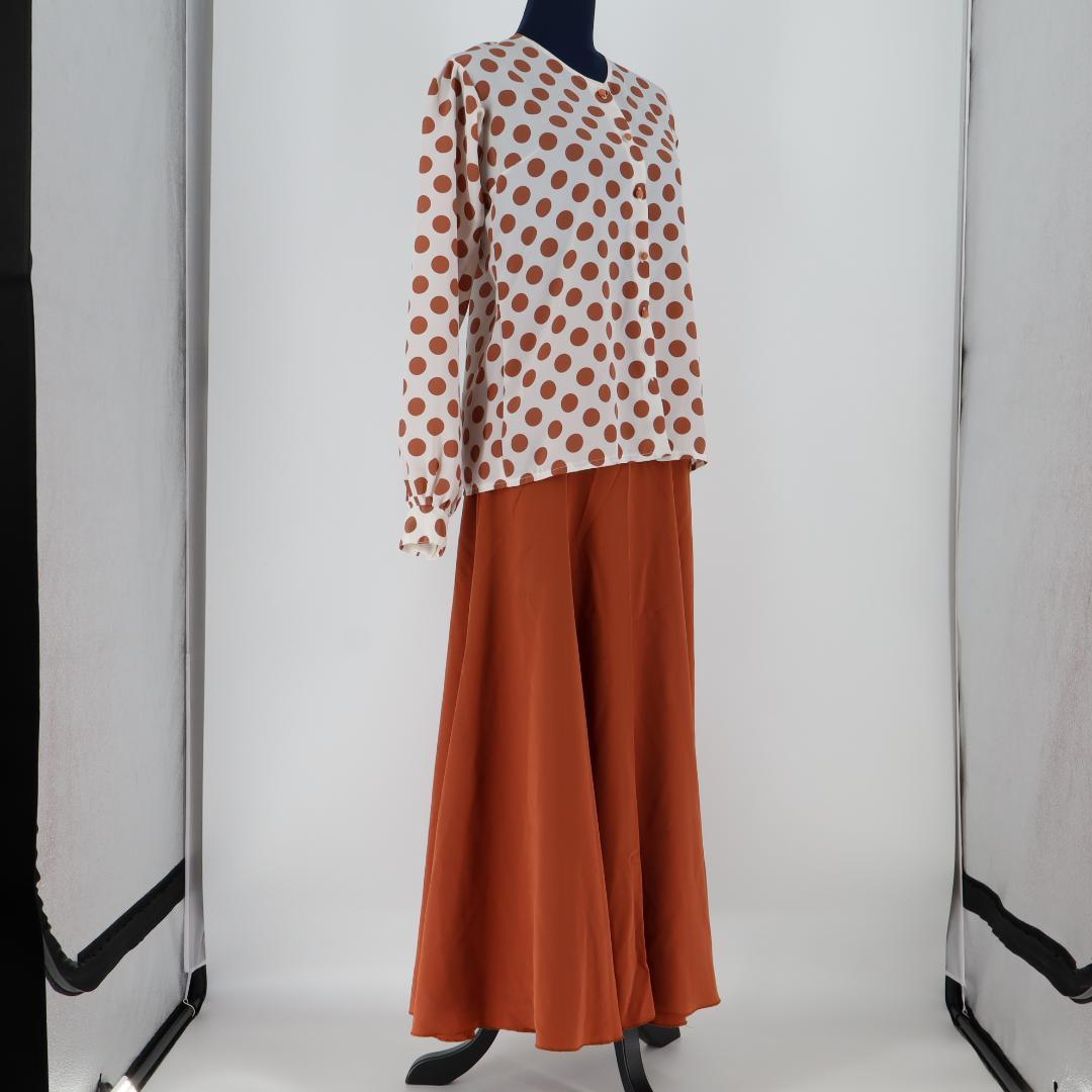 【美品 フラメンコ衣装】キャニオンブラウン×水玉柄 ブラウス ファルダ シージョ
