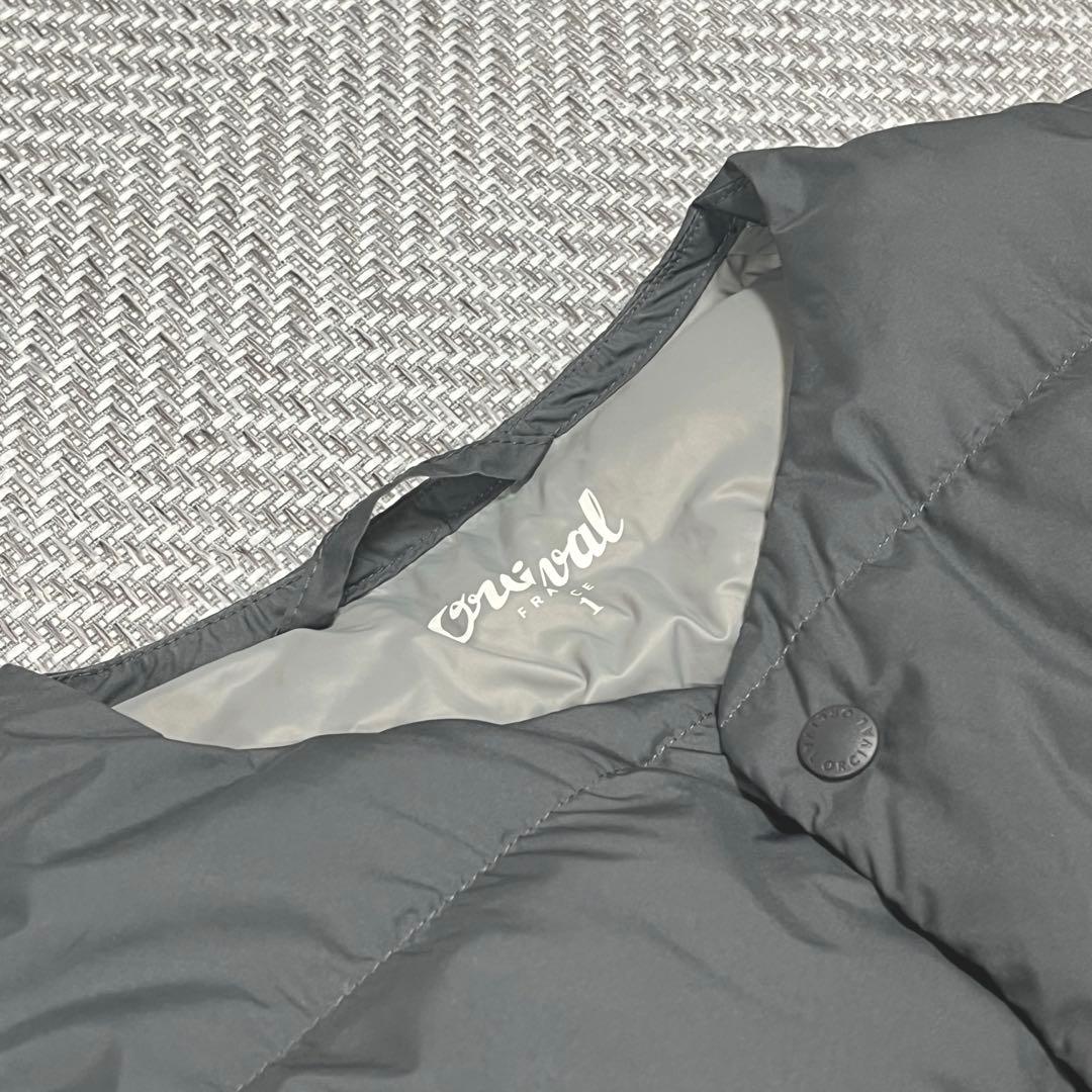 極美品✨️オーシバル ライトダウンコート グレー 1 ノーカラー キルティング