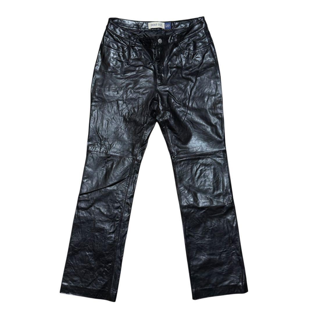 希少 W32 90's OLD GAP boot cut レザーパンツ ブラック
