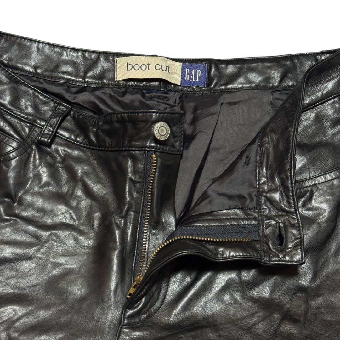 希少 W32 90's OLD GAP boot cut レザーパンツ ブラック