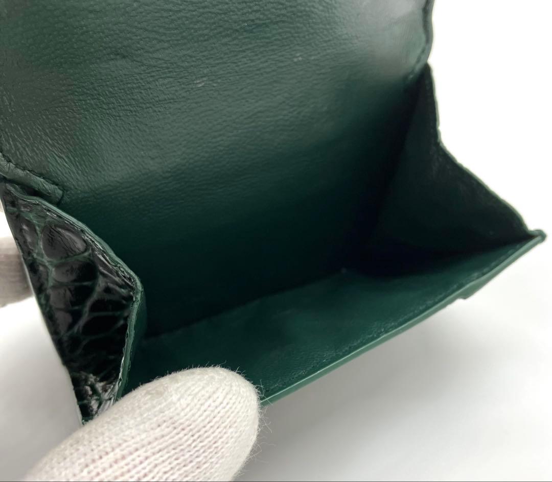 ⭐️ 美品 バレンシアガ B ロゴ コンパクト ミニ ウォレット グリーン クロコ