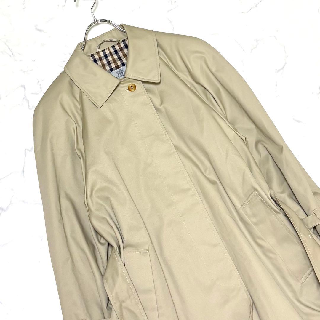 【美品】 アクアスキュータム トレンチコート ラグランスリーブ ロング丈