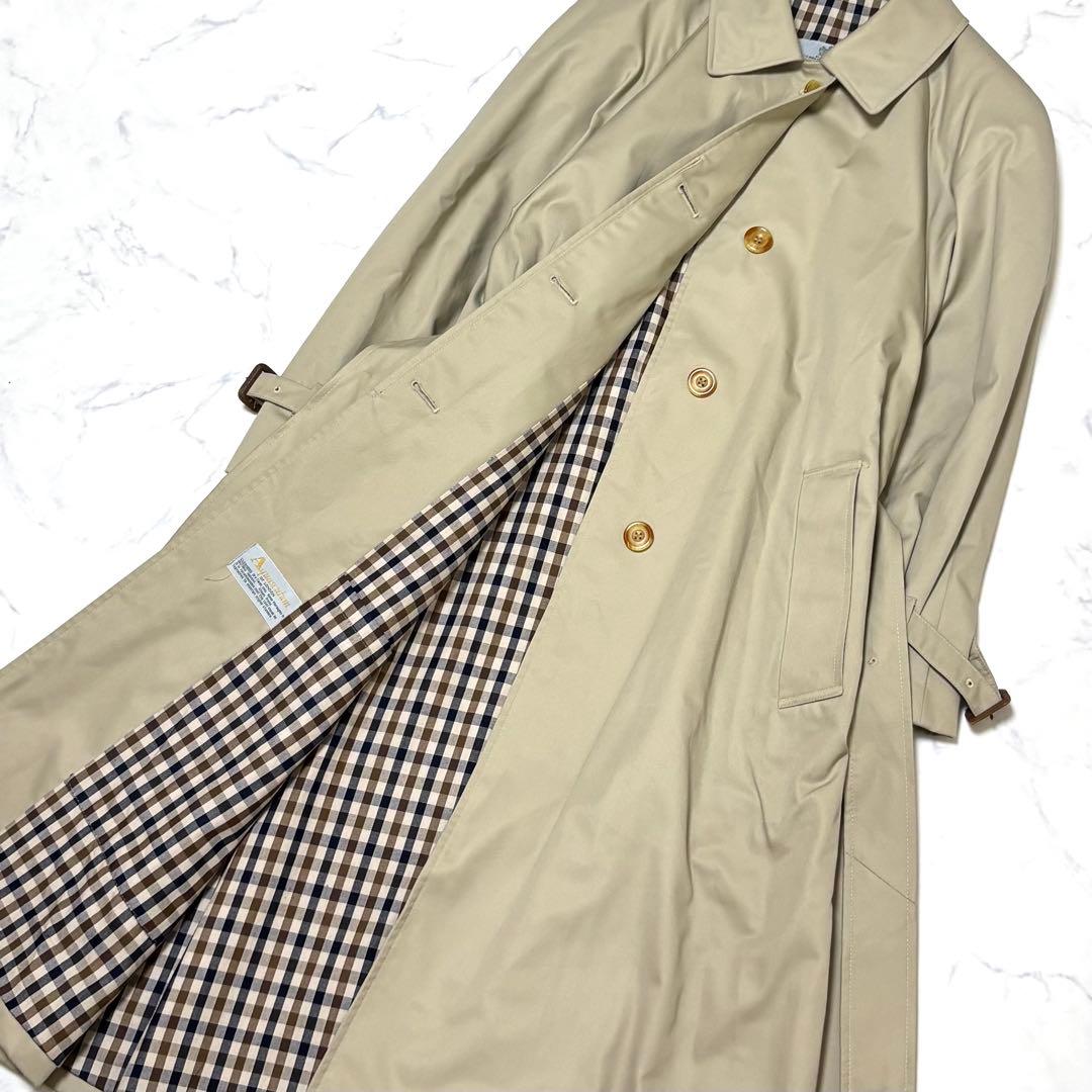 【美品】 アクアスキュータム トレンチコート ラグランスリーブ ロング丈