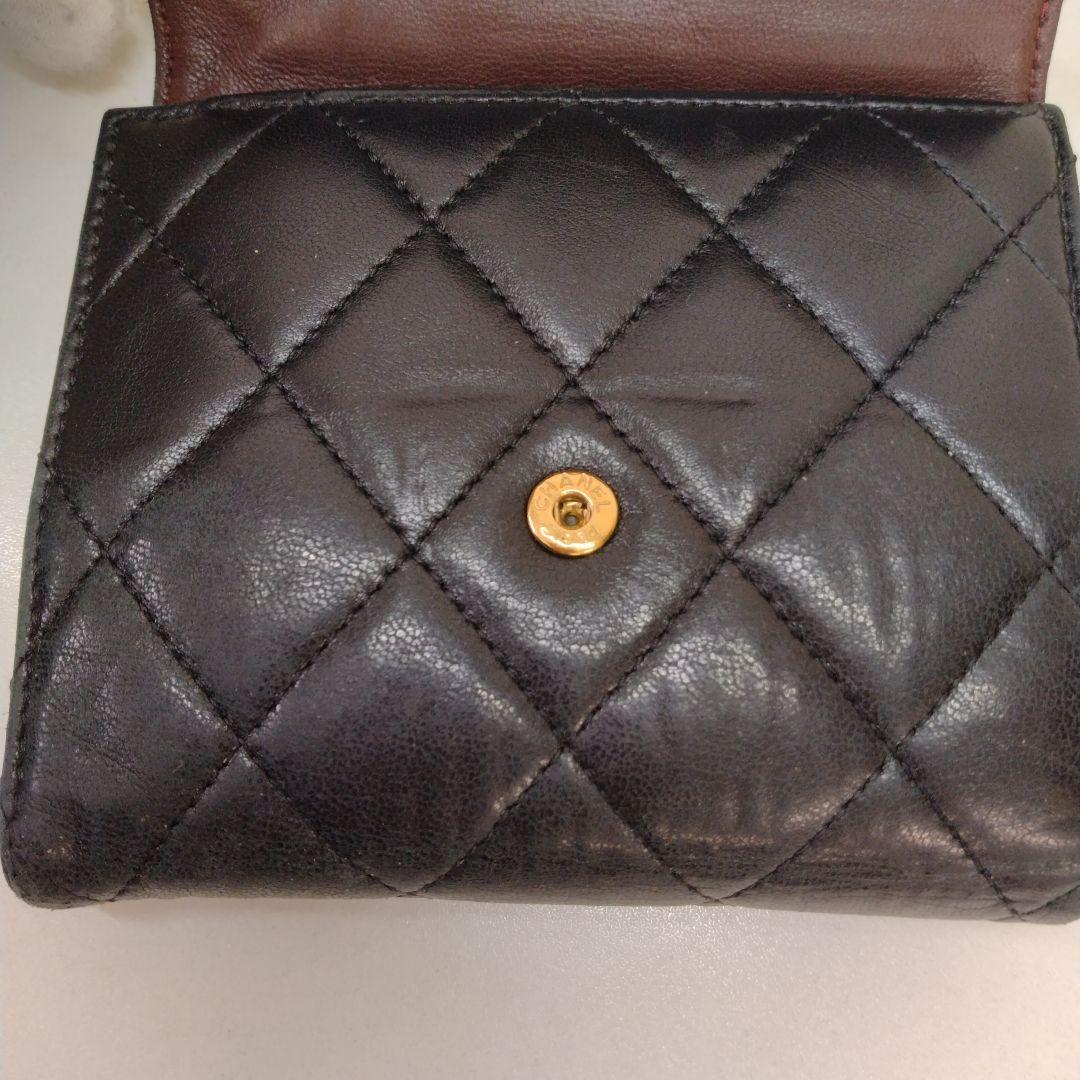 AQJ08 シャネル マトラッセ コンパクトウォレット 3つ折り財布