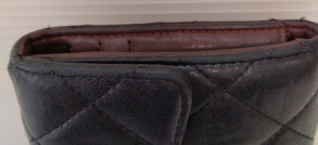 AQJ08 シャネル マトラッセ コンパクトウォレット 3つ折り財布