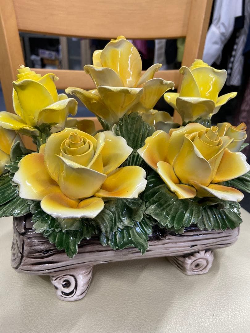 陶花　お花　置物　陶器　バラ　アンティーク