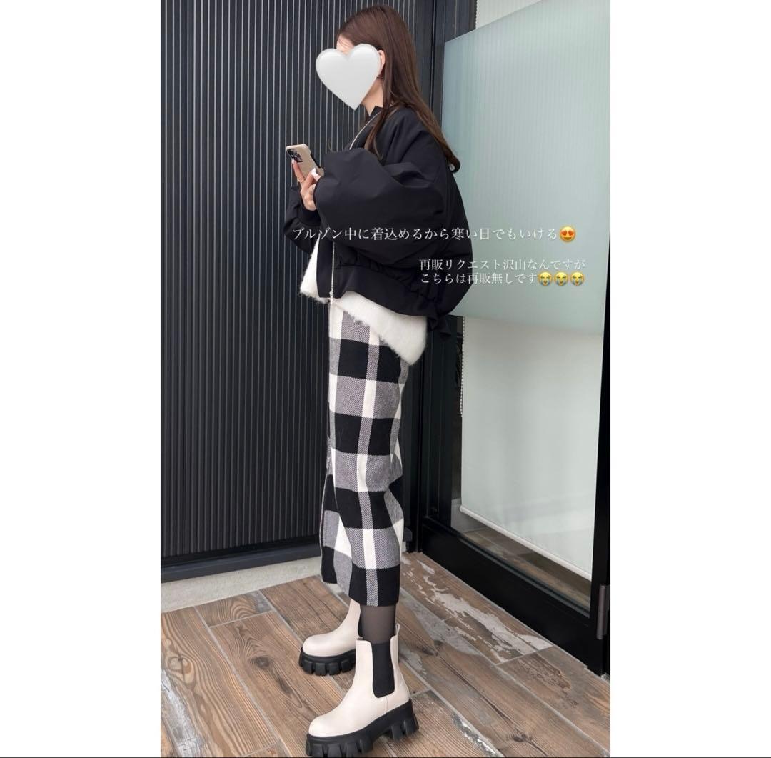 メゾンドドルチェ 2wayブロックチェックスカート ブラック タイトスカート