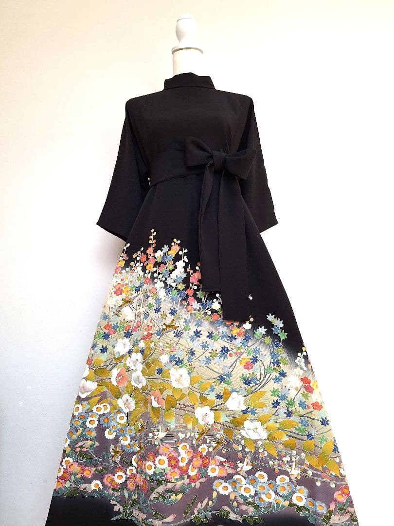 着物リメイクワンピース3694