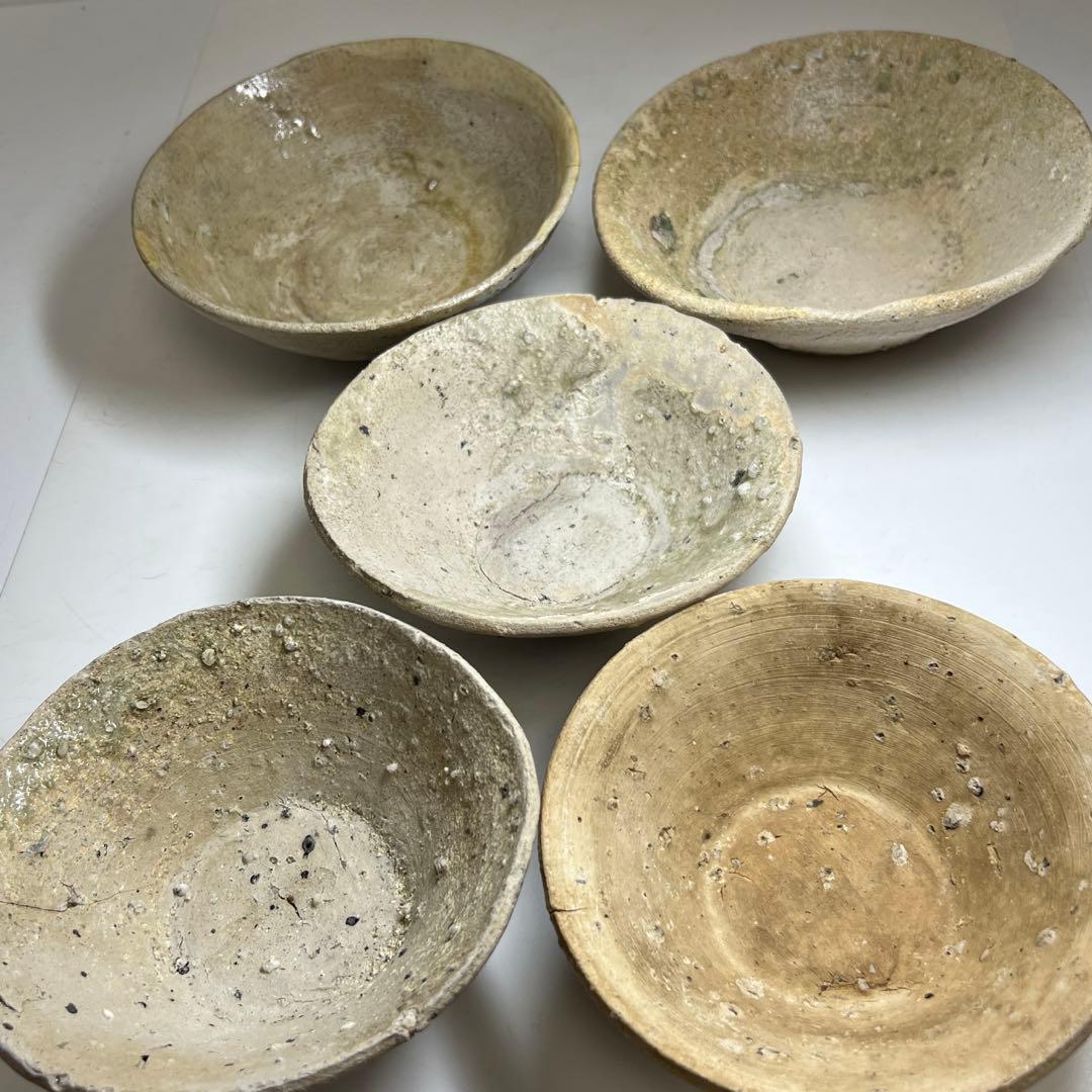 専用　鎌倉時代　山茶碗5客　口径約14~15.5㎝　東Y7-1225③タエカ