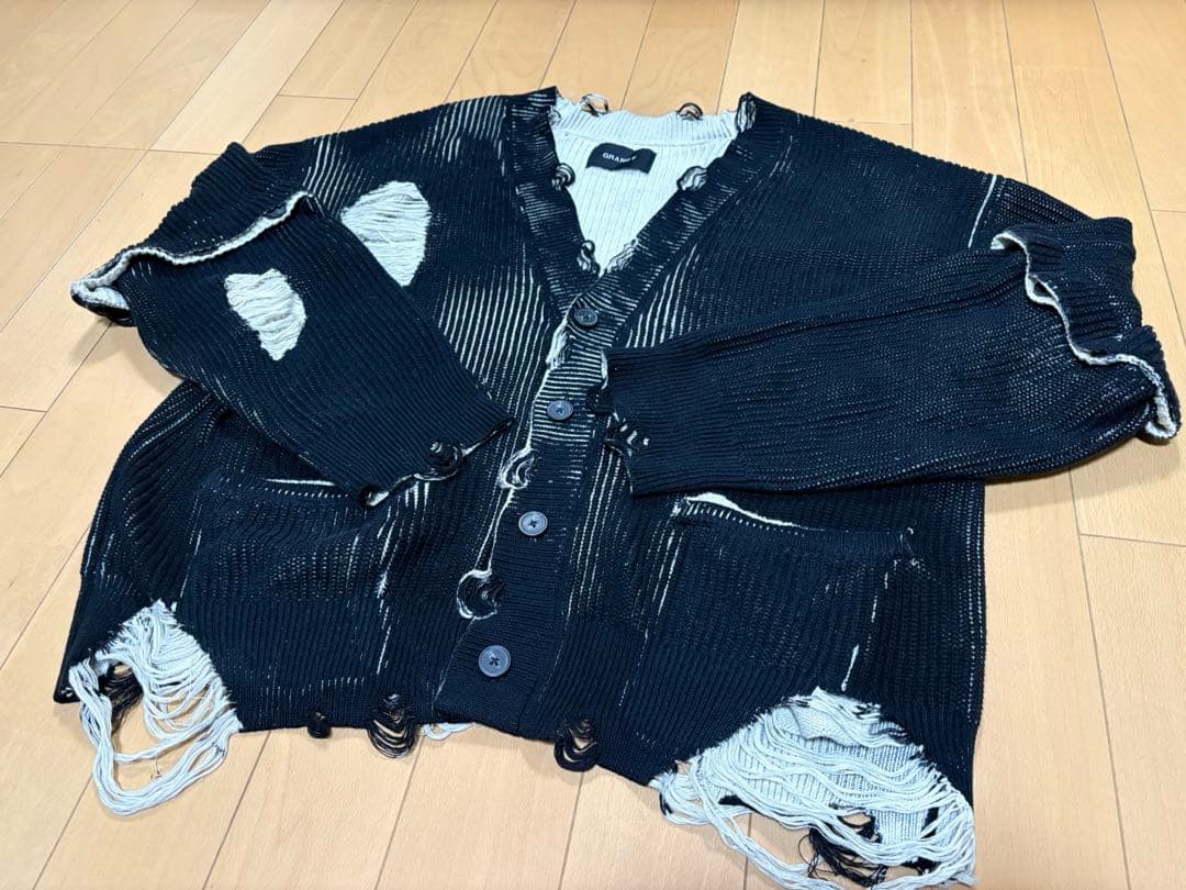GRANCY ダメージ加工カーディガン L