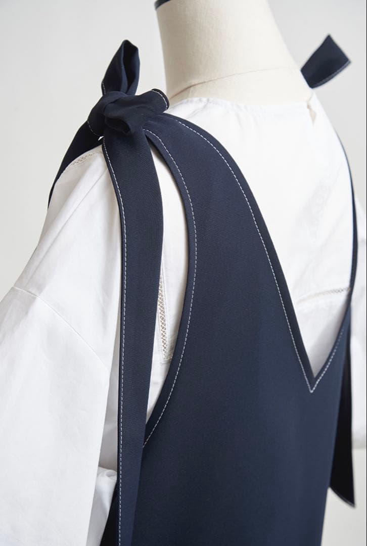 【さわさわ様】yori トリアセリボンサロペット 36 ネイビー