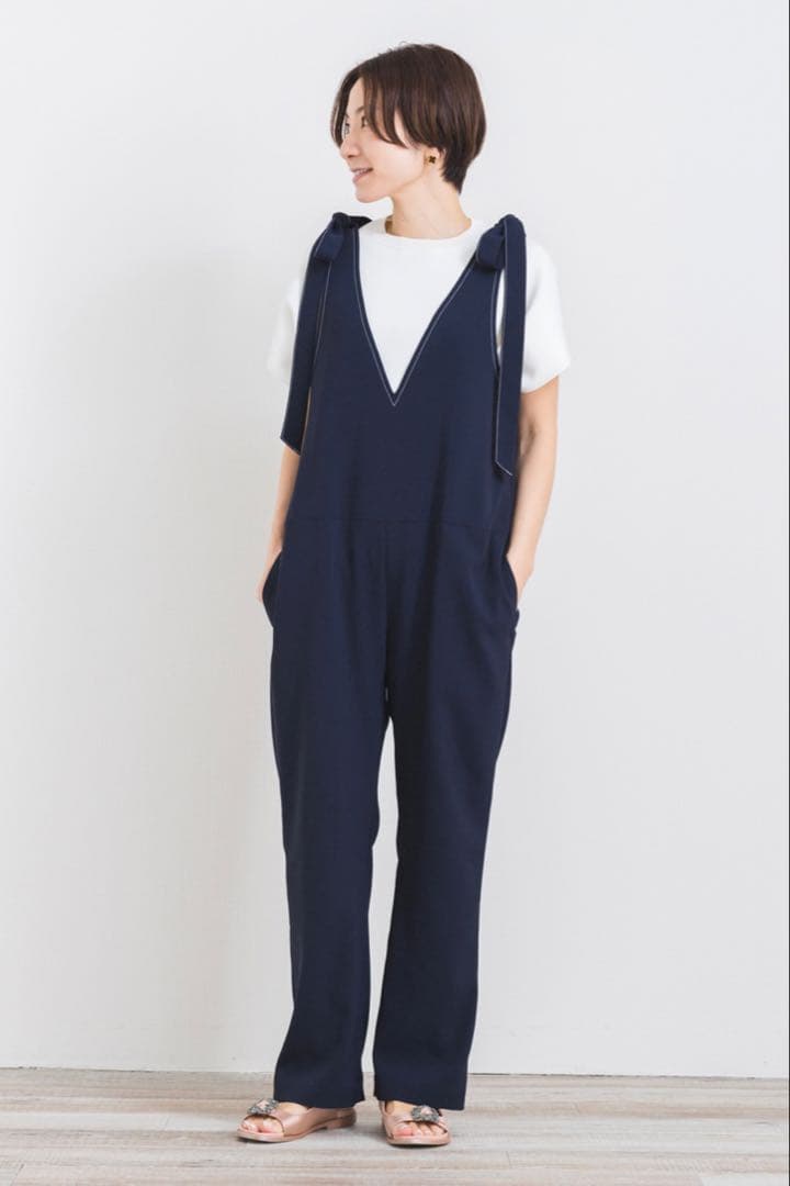 【さわさわ様】yori トリアセリボンサロペット 36 ネイビー