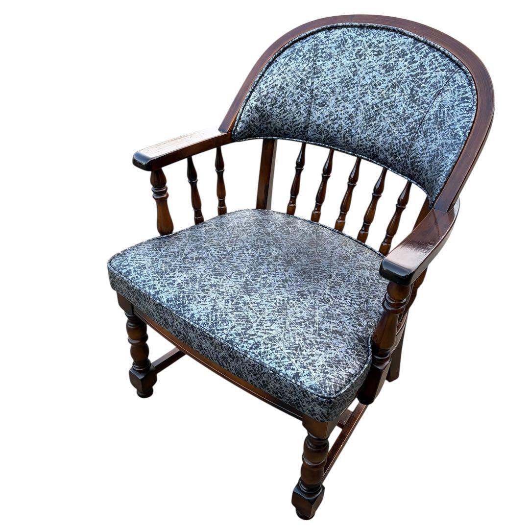 【希少】オールドカリモク コロニアル 合皮 ラタン アームチェア ②