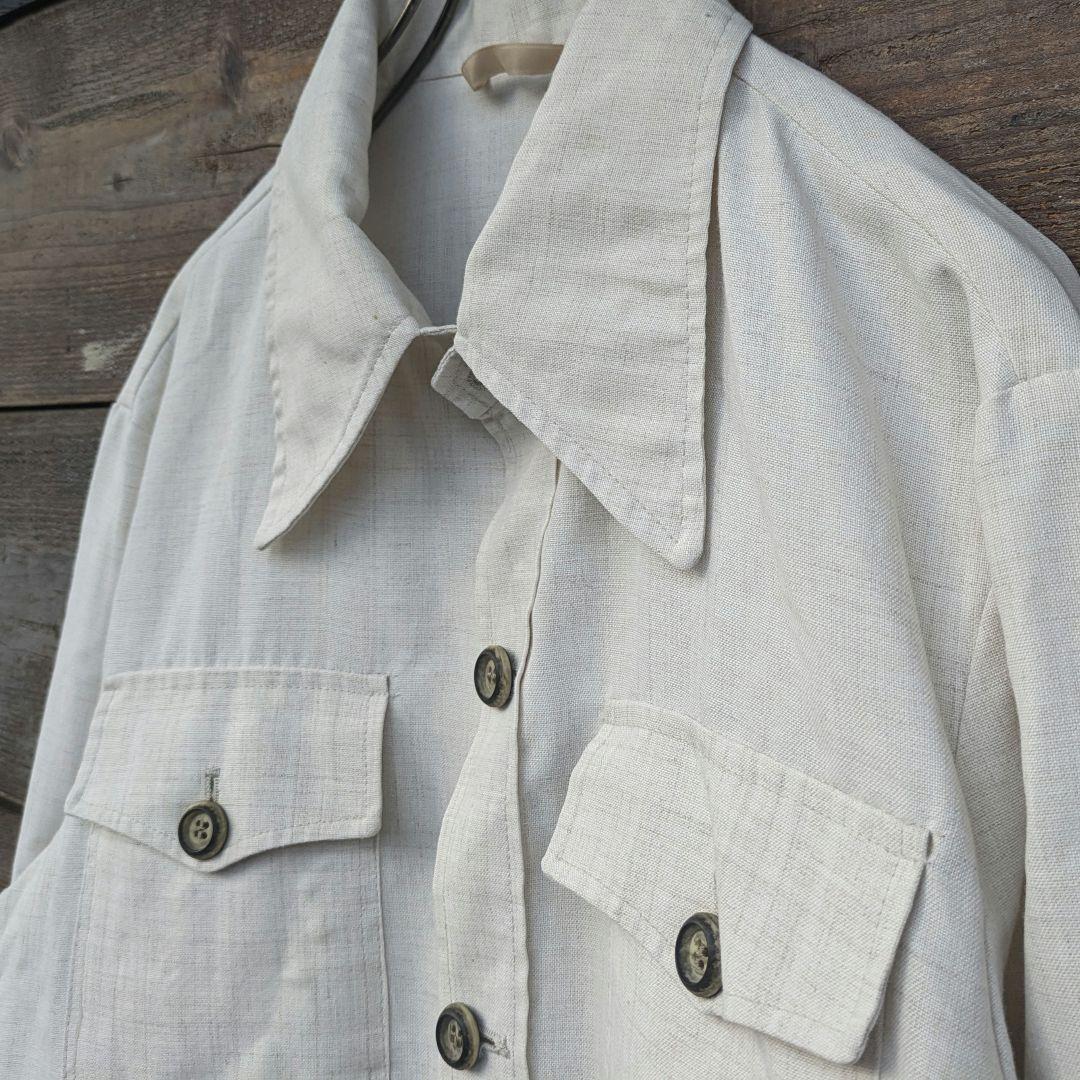 60s　英国製　Dunn&Co　亜麻　リネンジャケット　マルチポケット　生成り