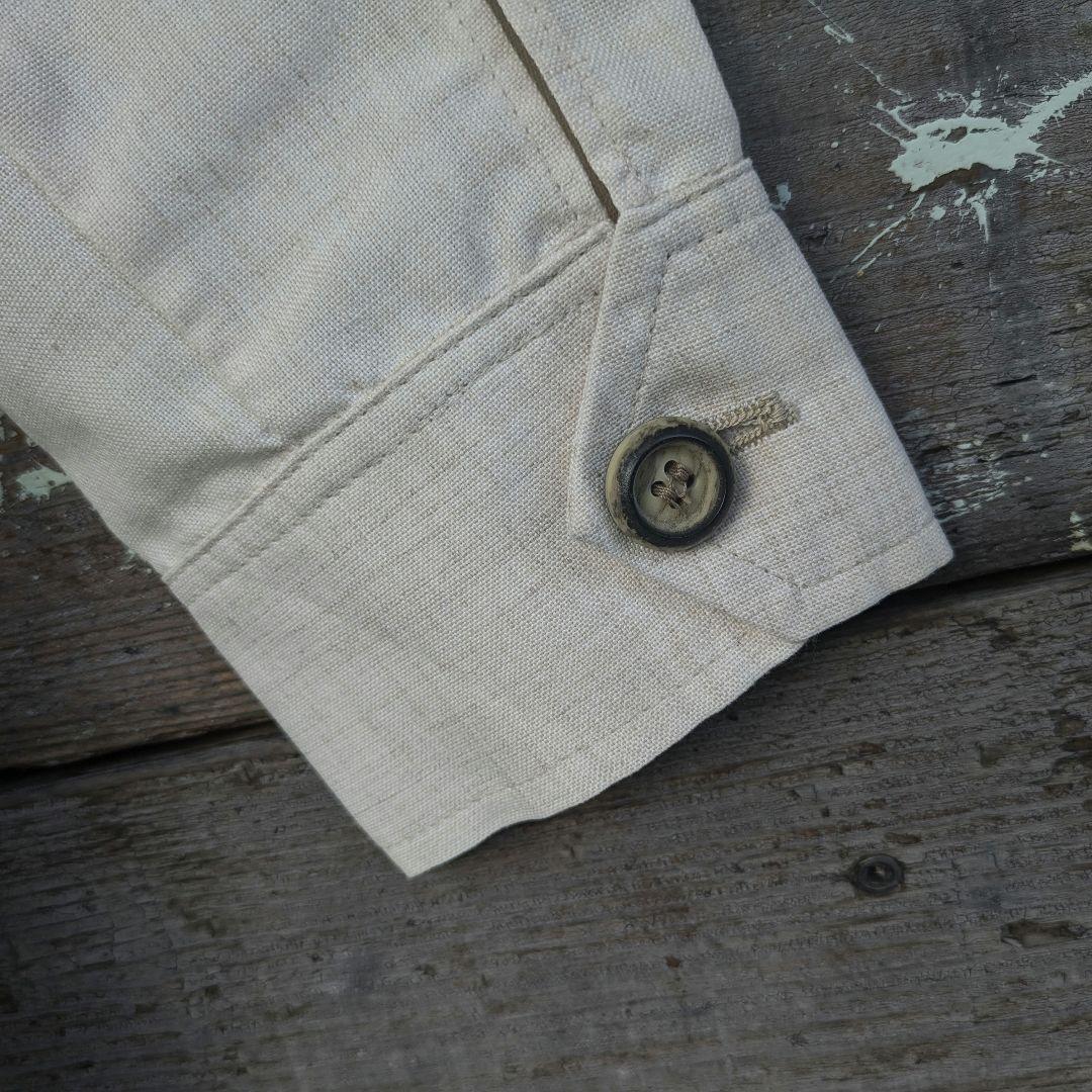 60s　英国製　Dunn&Co　亜麻　リネンジャケット　マルチポケット　生成り