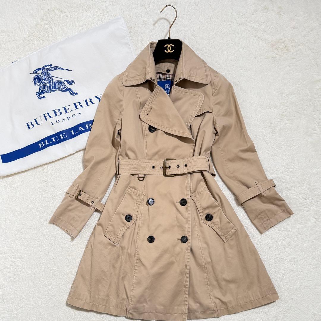 バーバリーブルーレーベル　トレンチコート　ライナー付　ベルト ノバチェック 36