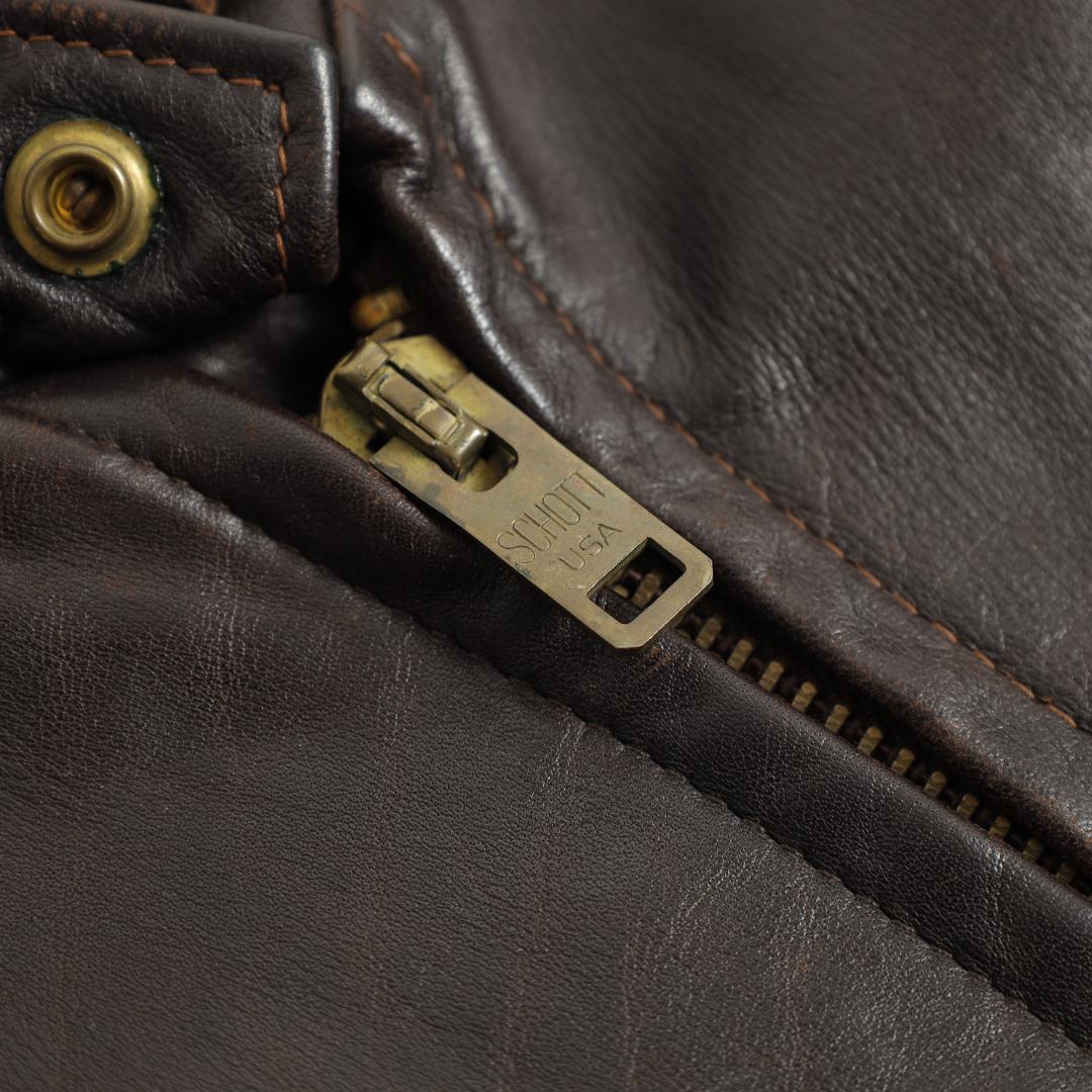 90年代 ショットレザーシングルライダースジャケット ダークブラウン ビンテージ