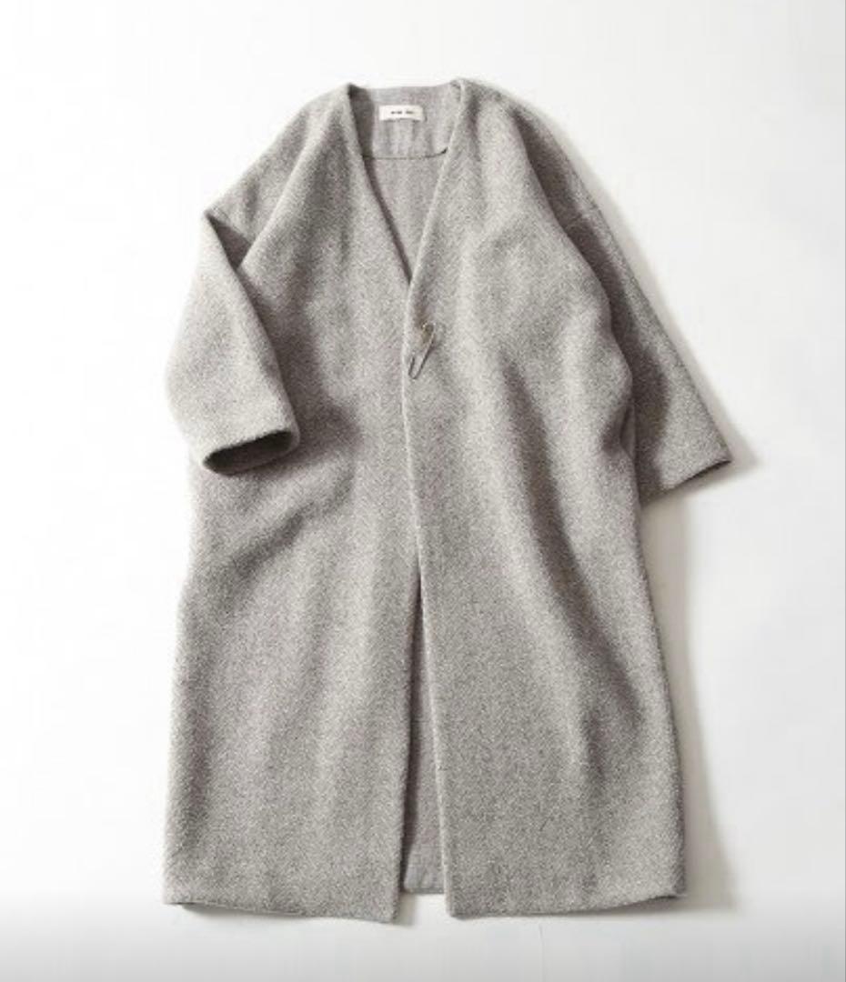 最終出品明日まで【未使用】evam eva ウールツイードローブコート