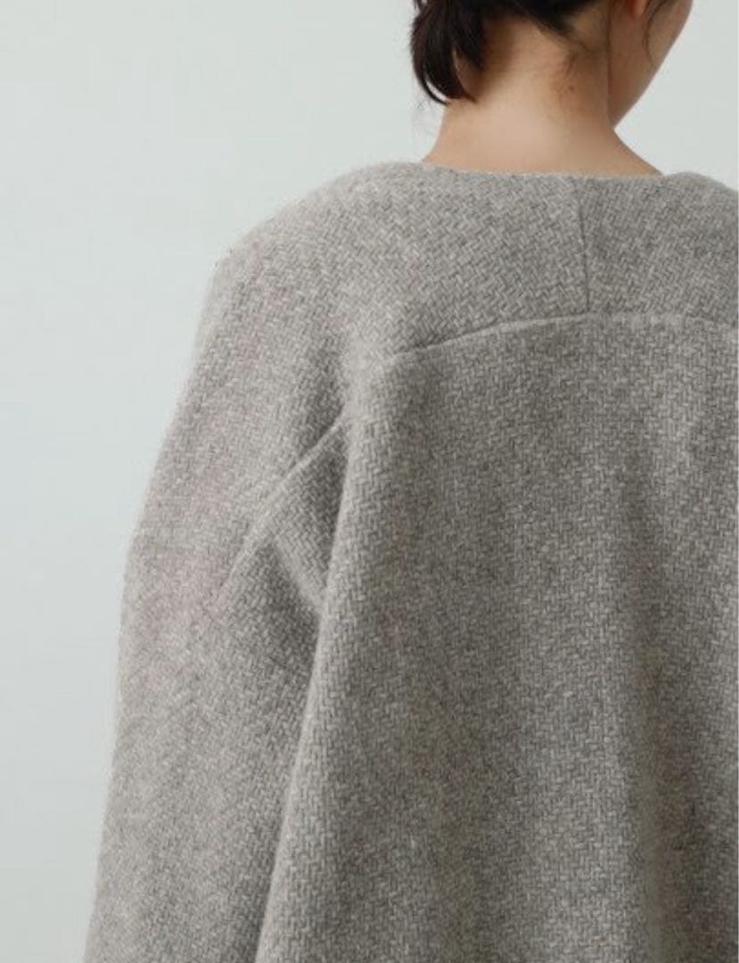 最終出品明日まで【未使用】evam eva ウールツイードローブコート