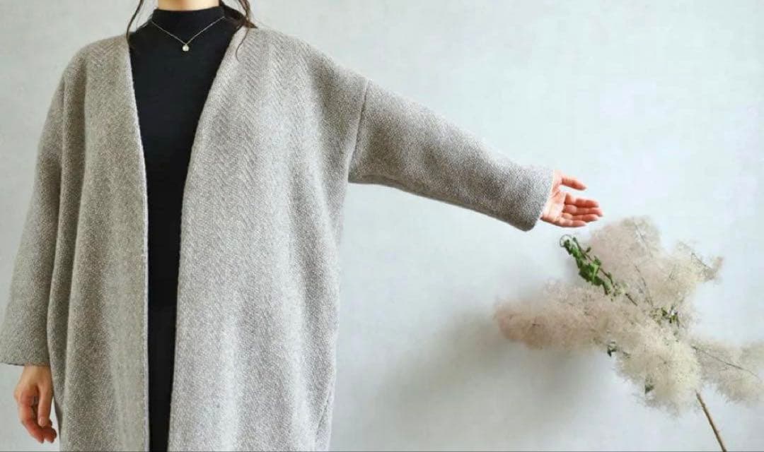 最終出品明日まで【未使用】evam eva ウールツイードローブコート